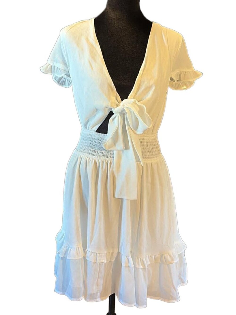 Adorable Tie Front Mini Dress